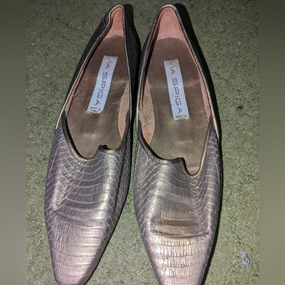 Gold Via Spiga Slip Ons